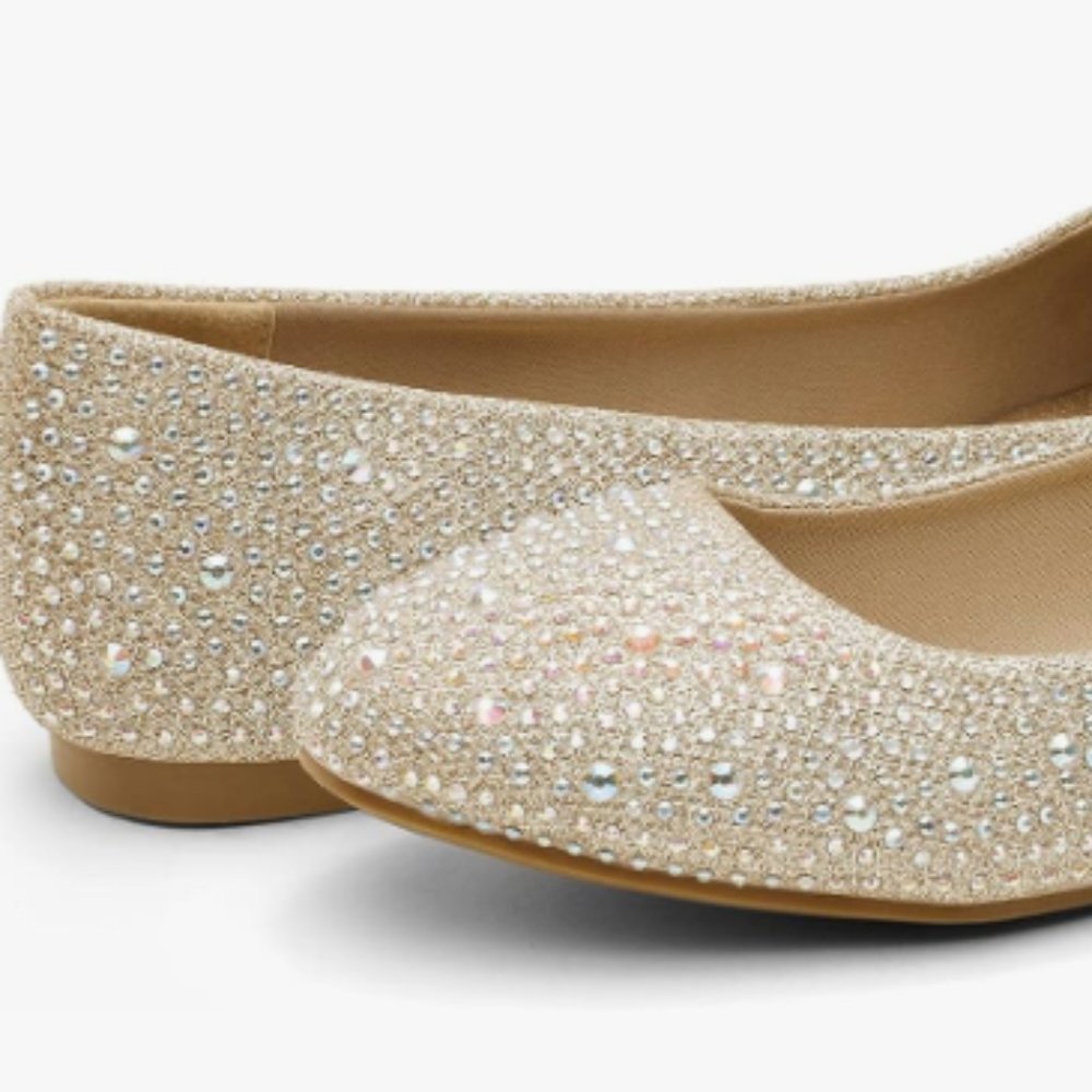 DREAM PAIRS Women's Sole-Shine Rhinestone Ballet Flats Size 11